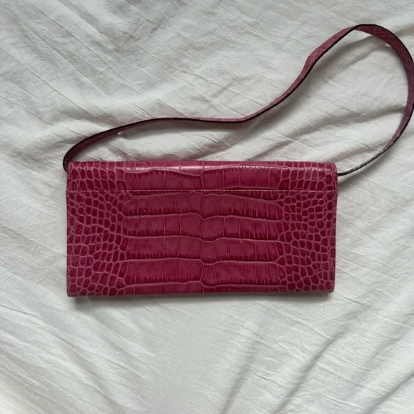 Kate Spade Pink Crocodile-Embossed Clutch - Picture 2 of 4